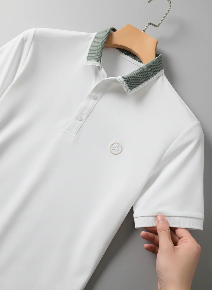 Couture Vintage Striped Collar Polo T-Shirt - Image 2