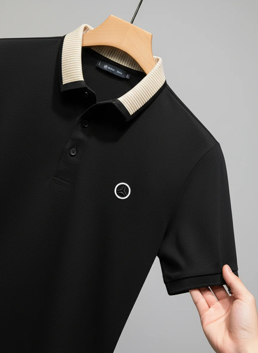 Couture Vintage Striped Collar Polo T-Shirt - Image 3