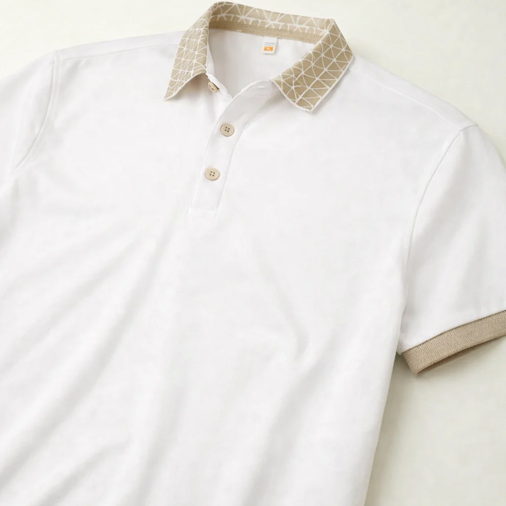 Geometric Crest Collar Polo T-Shirt - Image 3