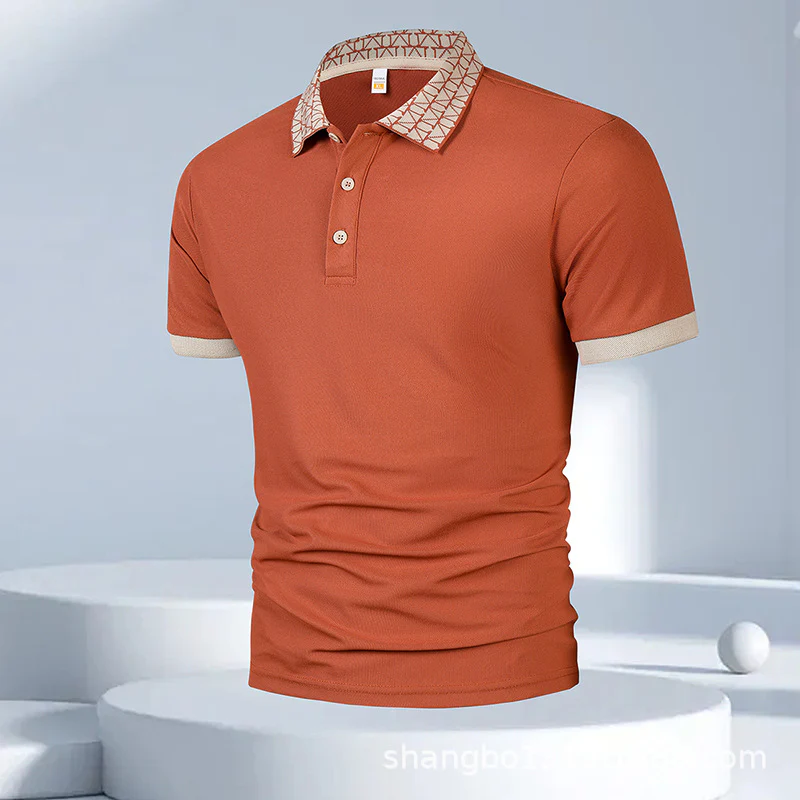 Geometric Crest Collar Polo T-Shirt - Image 5