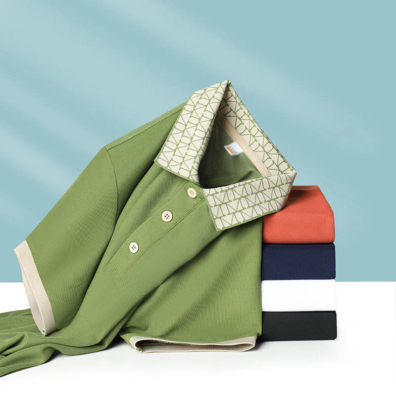Geometric Crest Collar Polo T-Shirt - Image 6
