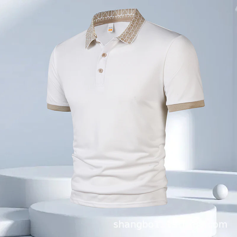 Geometric Crest Collar Polo T-Shirt - Image 8